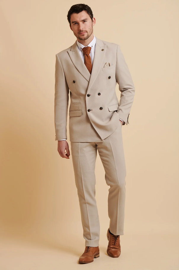 2-dielny oblek - Dvojradový pánsky oblek Stone - Marc Darcy HM5 Stone oblek