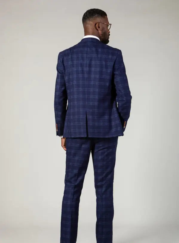 2-dielny modrý oblek s kockovaným vzorom - Marc Darcy Chigwell tweedový oblek
