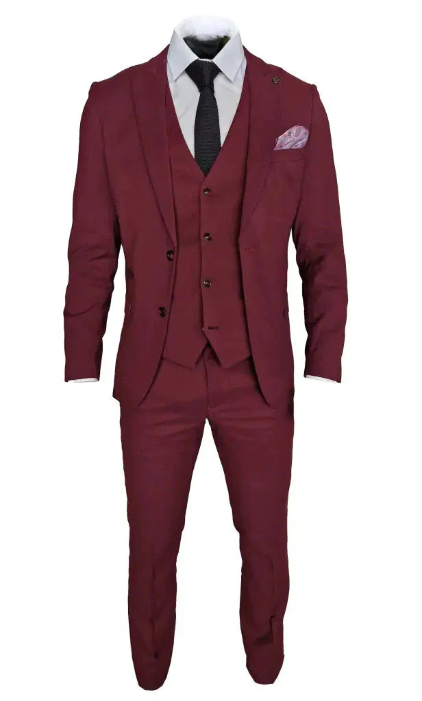 Pánsky oblek MAX vínnocervený 3-dielny - trojdílny oblek