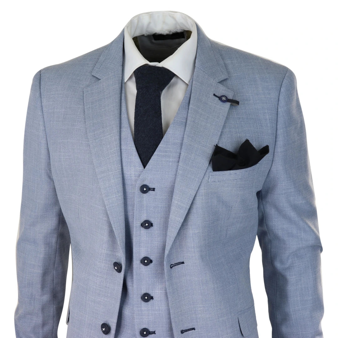 Trojdielny oblek Cavani Miami Sky slim fit - trojdílny oblek