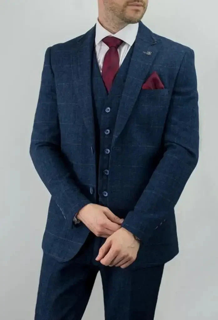 Trojdielny oblek Cavani Peaky štýl - Carnegi Námornícke Tweed Suit 