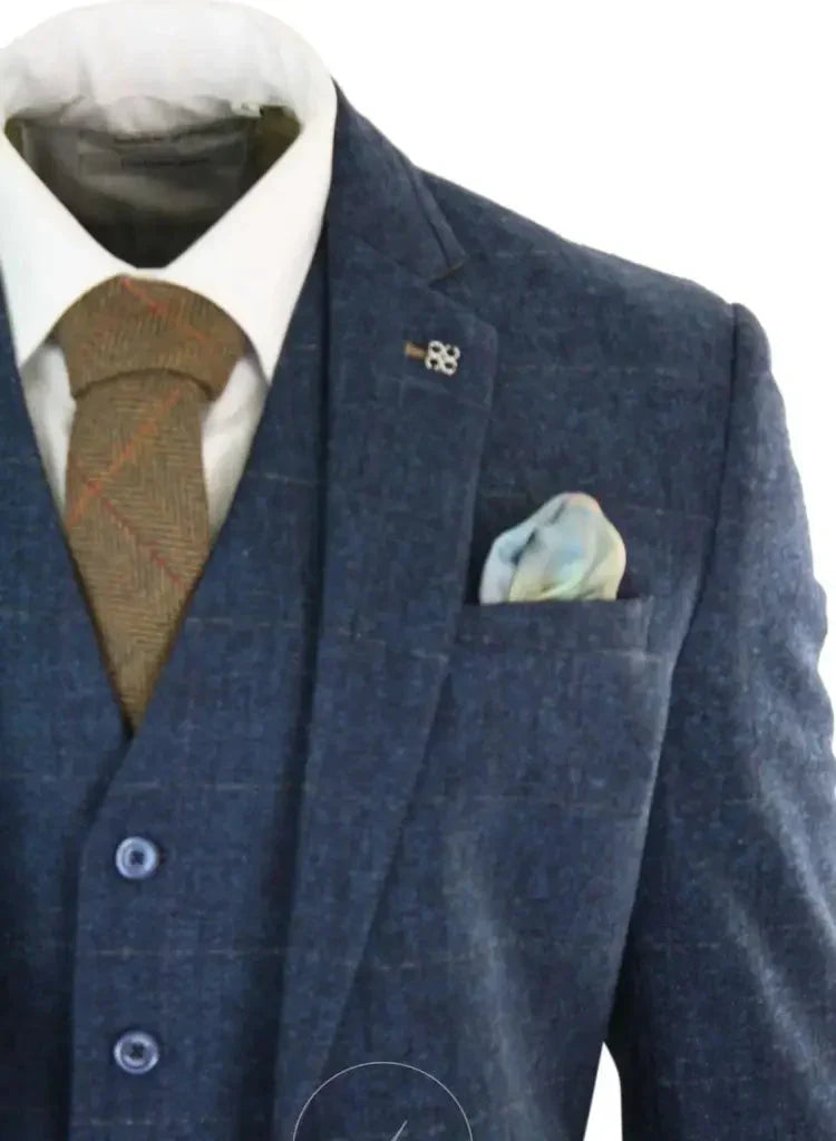 Trojdielny oblek Cavani Peaky štýl - Carnegi Námornícke Tweed Suit -