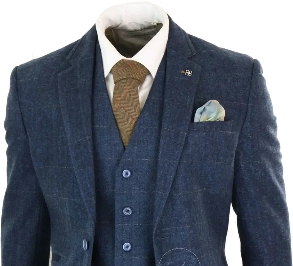 Trojdielny oblek Cavani Peaky štýl - Carnegi Námornícke Tweed Suit -