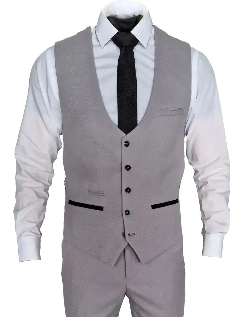 Sivý trojdílny oblek - Marc Darcy Edwin Silver suit - trojdílny oblek