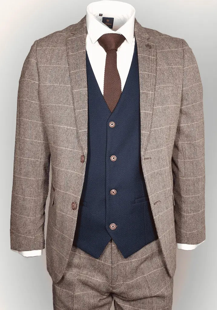 Trojdílny oblek mix and match hnedočierny klasický - 44/XS - trojdílny oblek