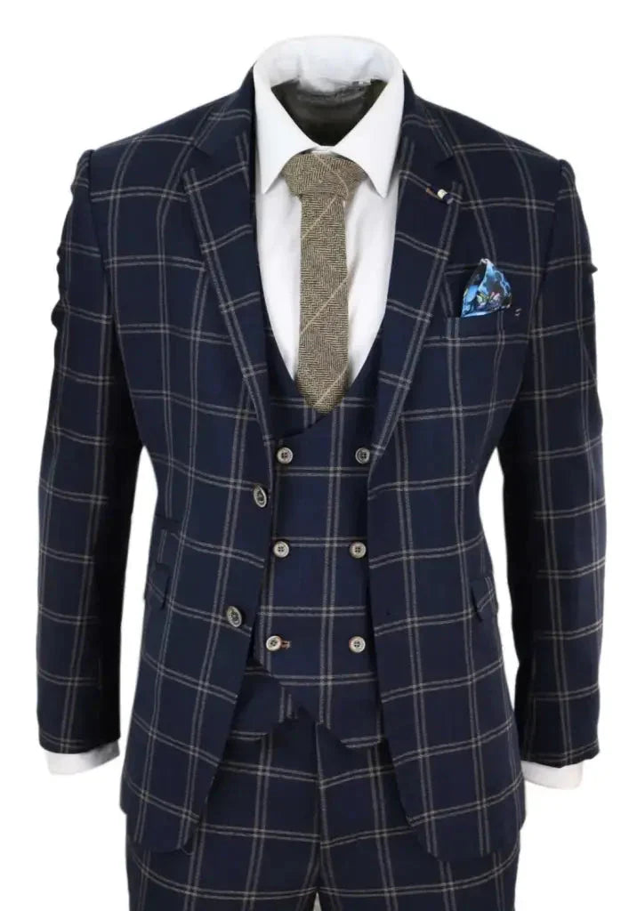 Oblek Hardy v námorníckej modrej farbe - Trojdílny pánsky oblek Gentlemans suit - 44/XS
