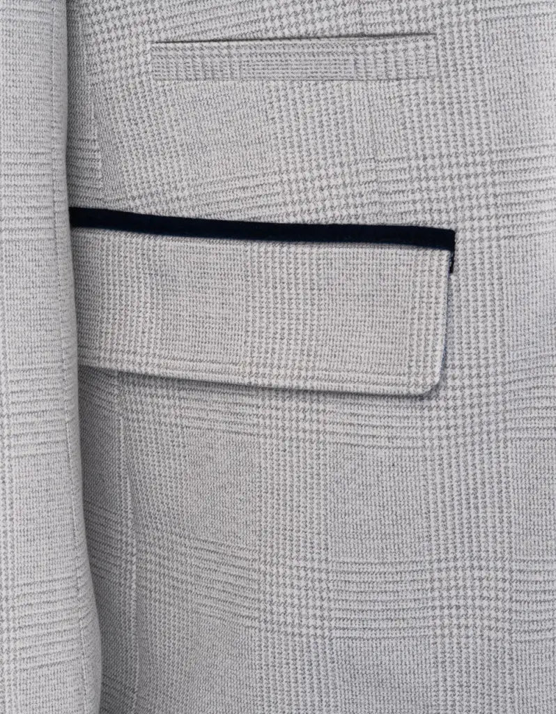 3-dielny biely pánsky oblek v kockovanom vzore - Marc Darcy Bromley Stone