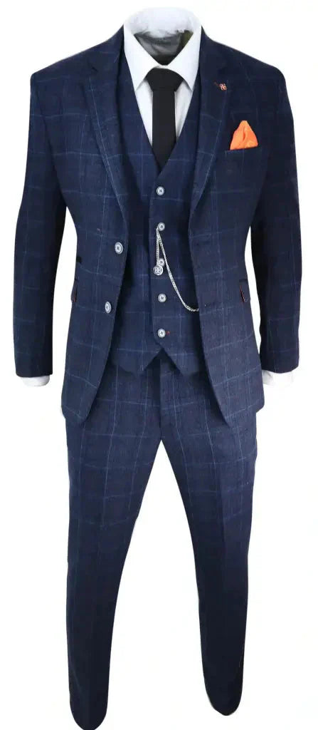 Trojdielny tweedový oblek v modrej farbe Cody - trojdielny oblek