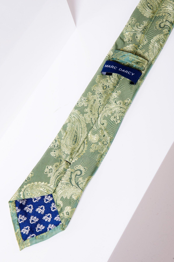 Marc Darcy Gentlemens set Green Paisley kravata & kapesníček