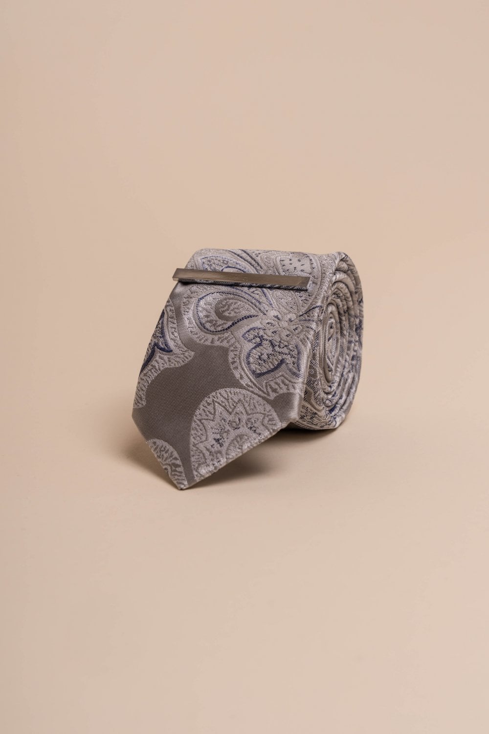 Cavani - Sada kravaty s paisley vzorom v sivej farbe
