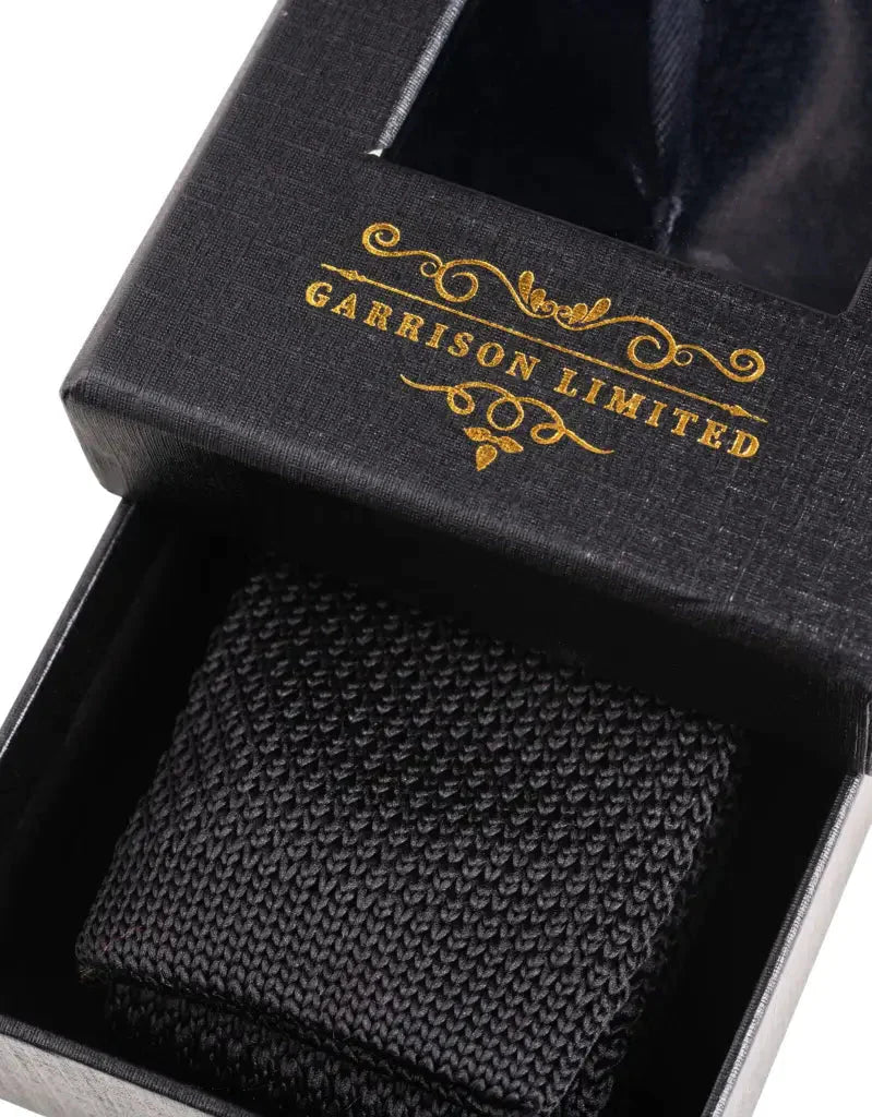 Kravata čierna pletená - Garrison Limited Black - kravata