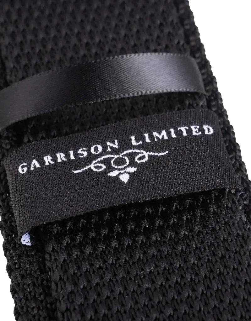 Kravata čierna pletená - Garrison Limited Black - kravata