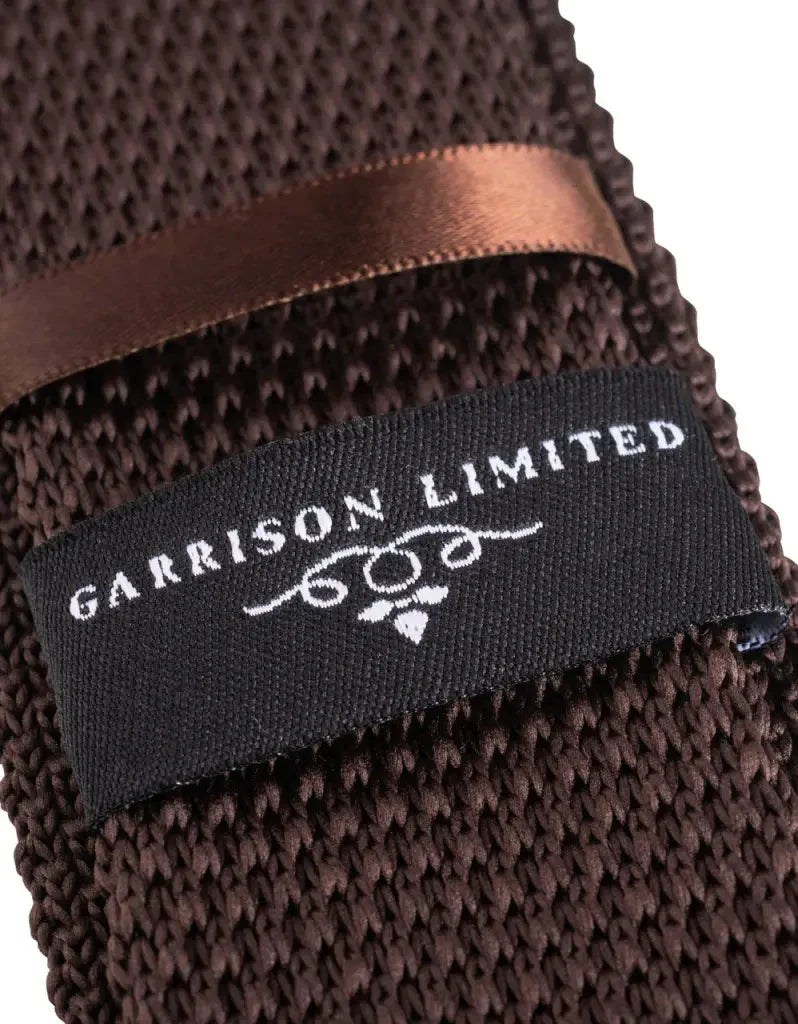 Kravata hnedá pletená - Garrison Limited tmavo hnedá - kravata