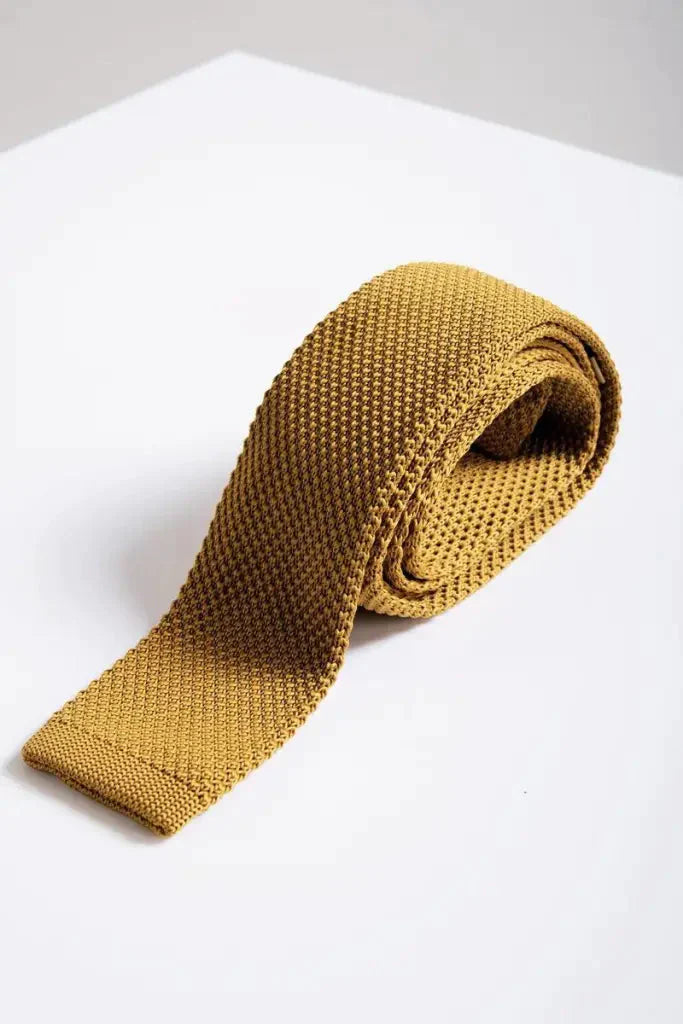 Kravata Marc Darcy horčicová pletená - kravata