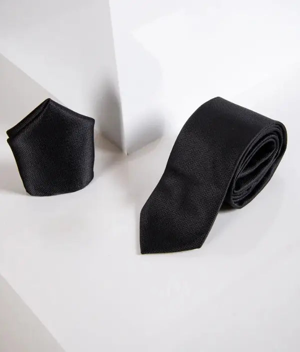 Marc Darcy pánska sada "Gentlemens Iconic Black" s kravatou a vreckovkou