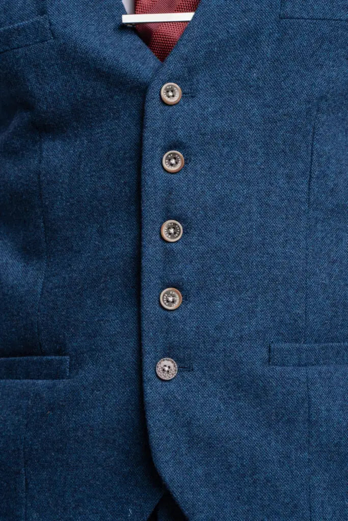 Pánsky oblek Tweed slimfit Orson modrý - trojdielny