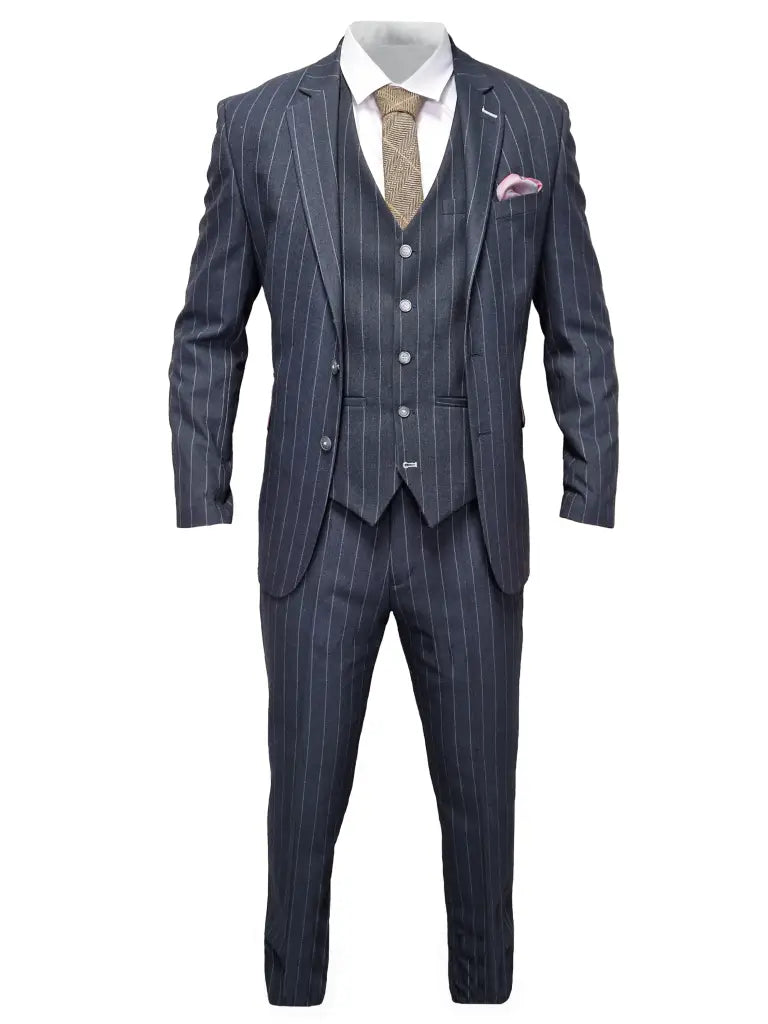 Námornícky modrý pruhovaný oblek pre pánsky - Cavani Invincible Suit