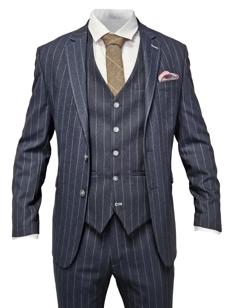 Tmavomodrý pruhovaný oblek pre pánskeho - Cavani Invincible Suit