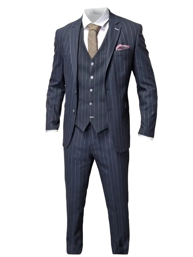 Námornícky modrý pruhovaný oblek pre pánsky - Cavani Invincible Suit