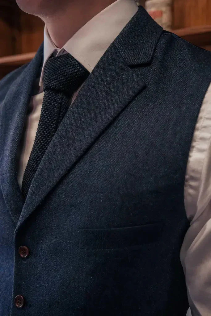TAVERNY Chief - Pánsky oblek námornícke tweed - trojdielny oblek