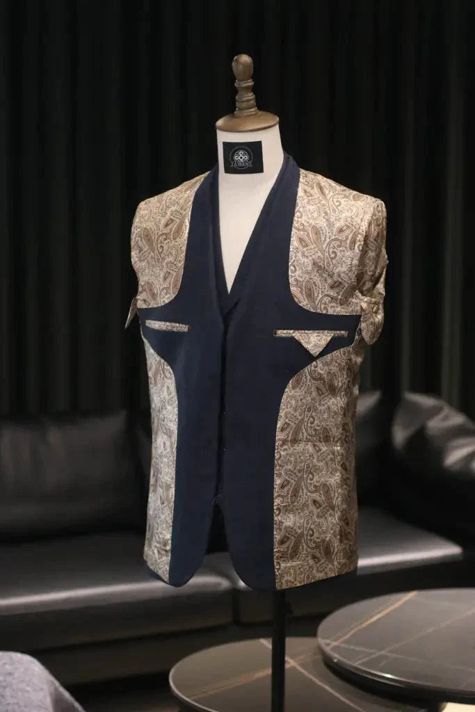 TAVERNY Chief - Pánsky oblek námornícke tweed - trojdielny oblek